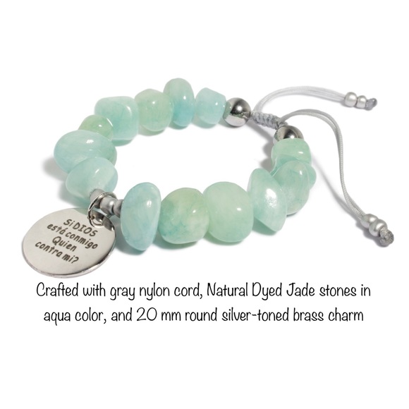 Inspirational Bracelet with Jade Natural Stones - Spiritual Message Bracelet - Picture 2 of 6